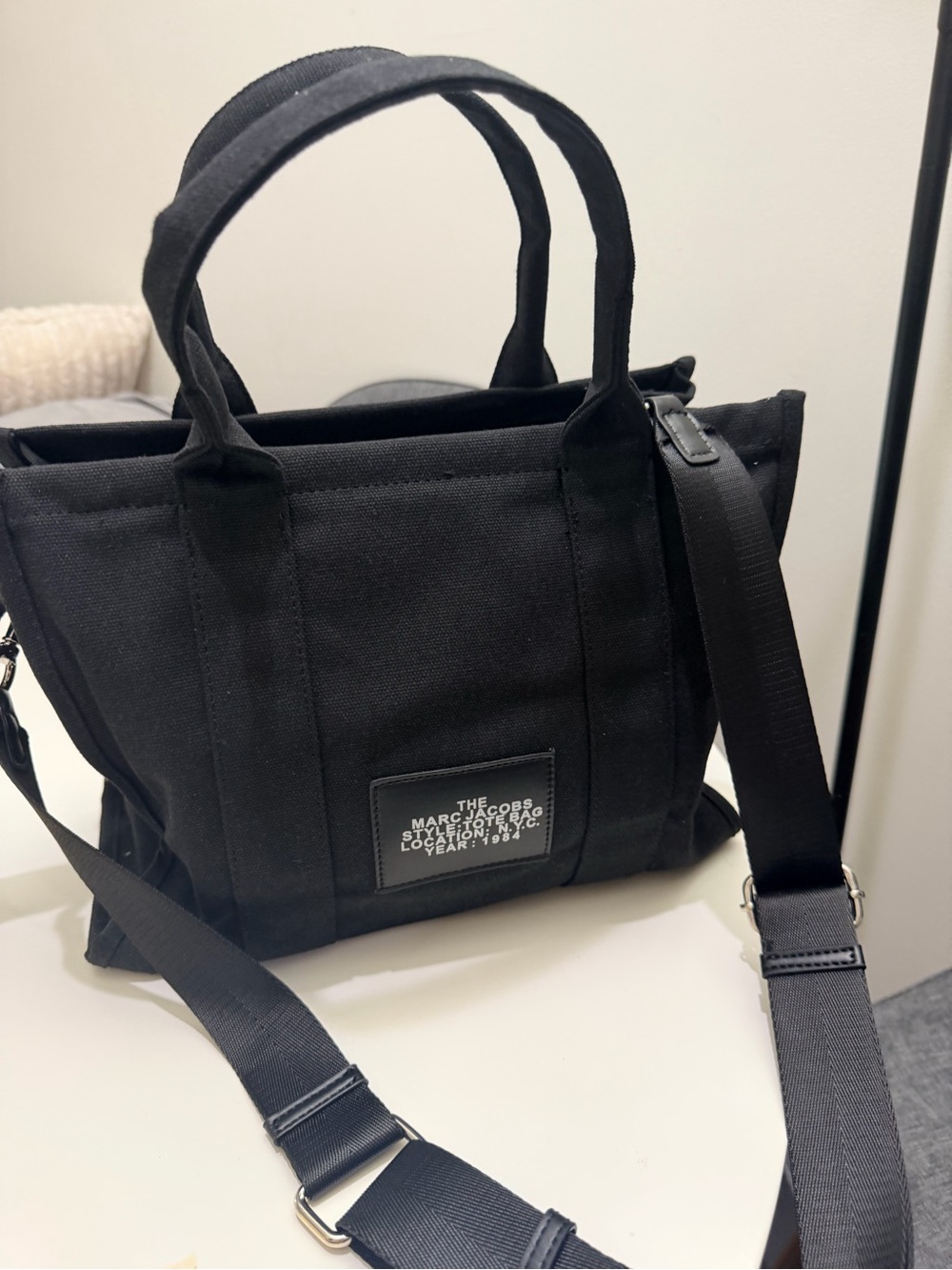 Marc Jacobs Black Canvas Tote Bag with White Text - Picture 5 of 5